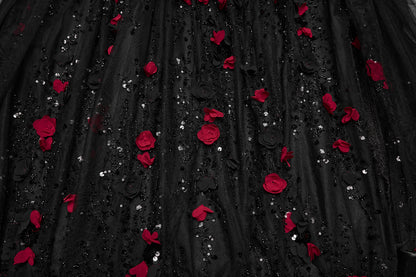 Punk Rave Isolde Gorgeous Rose Dress Close-up of the roses on the fabric