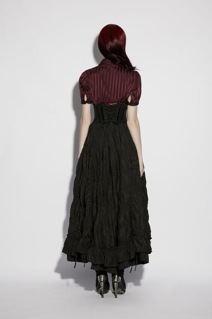 Punk Rave Isolde Gothic Underbust Corset - Lace & Velvet Waist Cincher back view