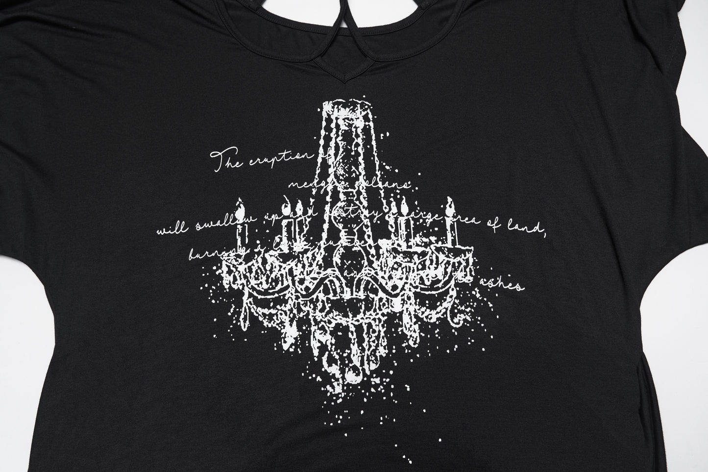 Punk Rave Lenore Chandelier Batwing Graphic Print Goth T-Shirt print closeup