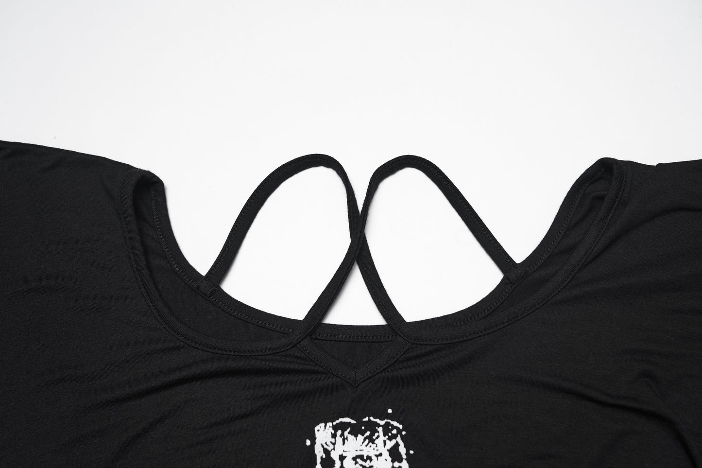 Punk Rave Lenore Chandelier Batwing Graphic Print Goth T-Shirt straps closeup