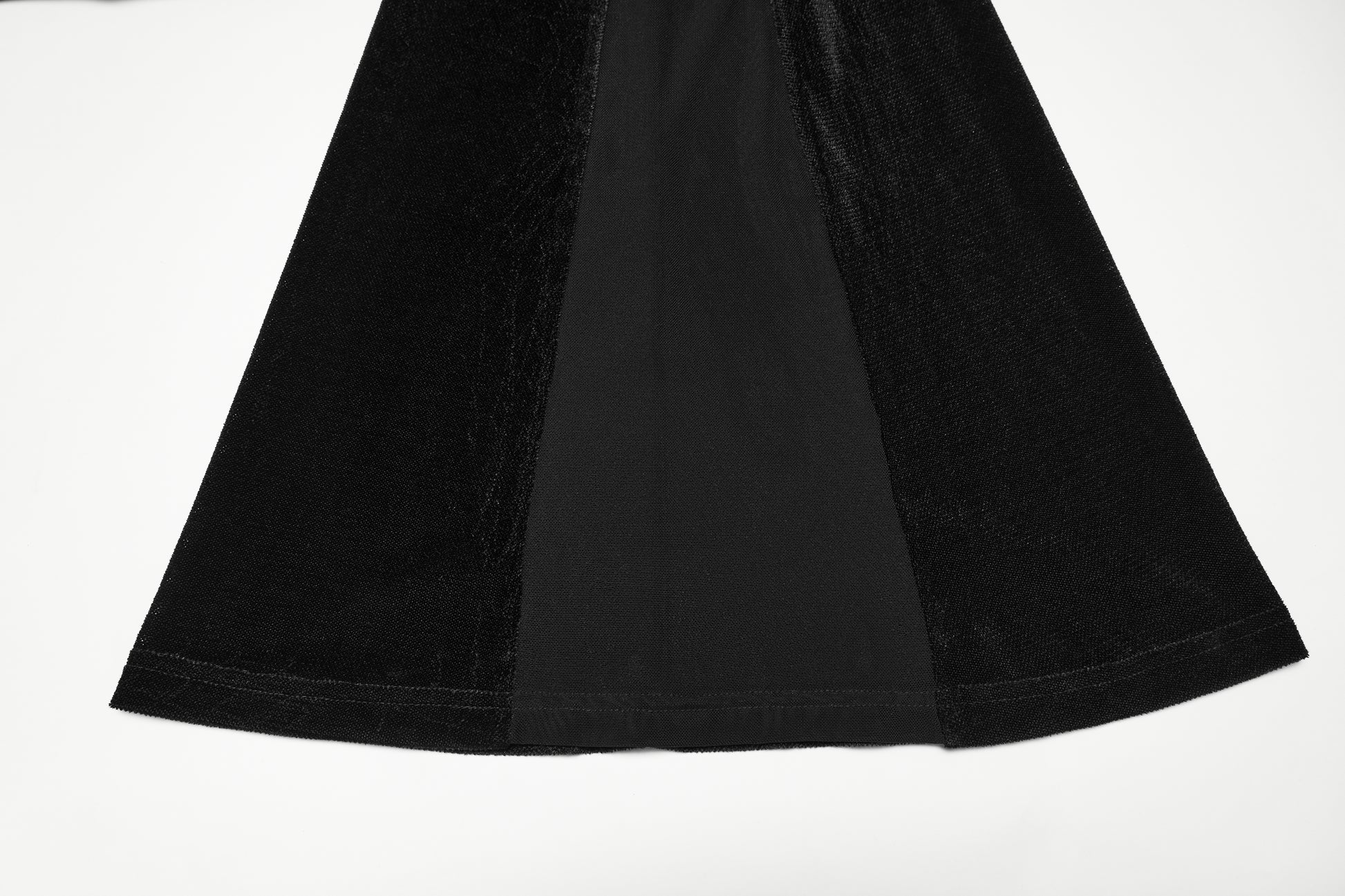 Punk Rave Lilith Low Waist Flared Pants showcasing black fabric and dramatic silhouette design.