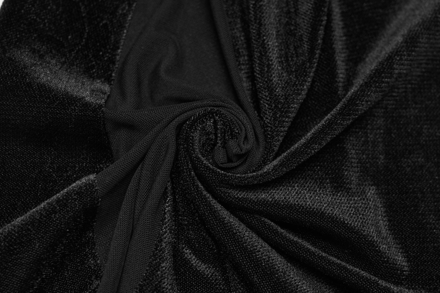 Close-up of luxurious black fabric, showcasing the texture for the Punk Rave Lilith Low Waist Flared Pants.