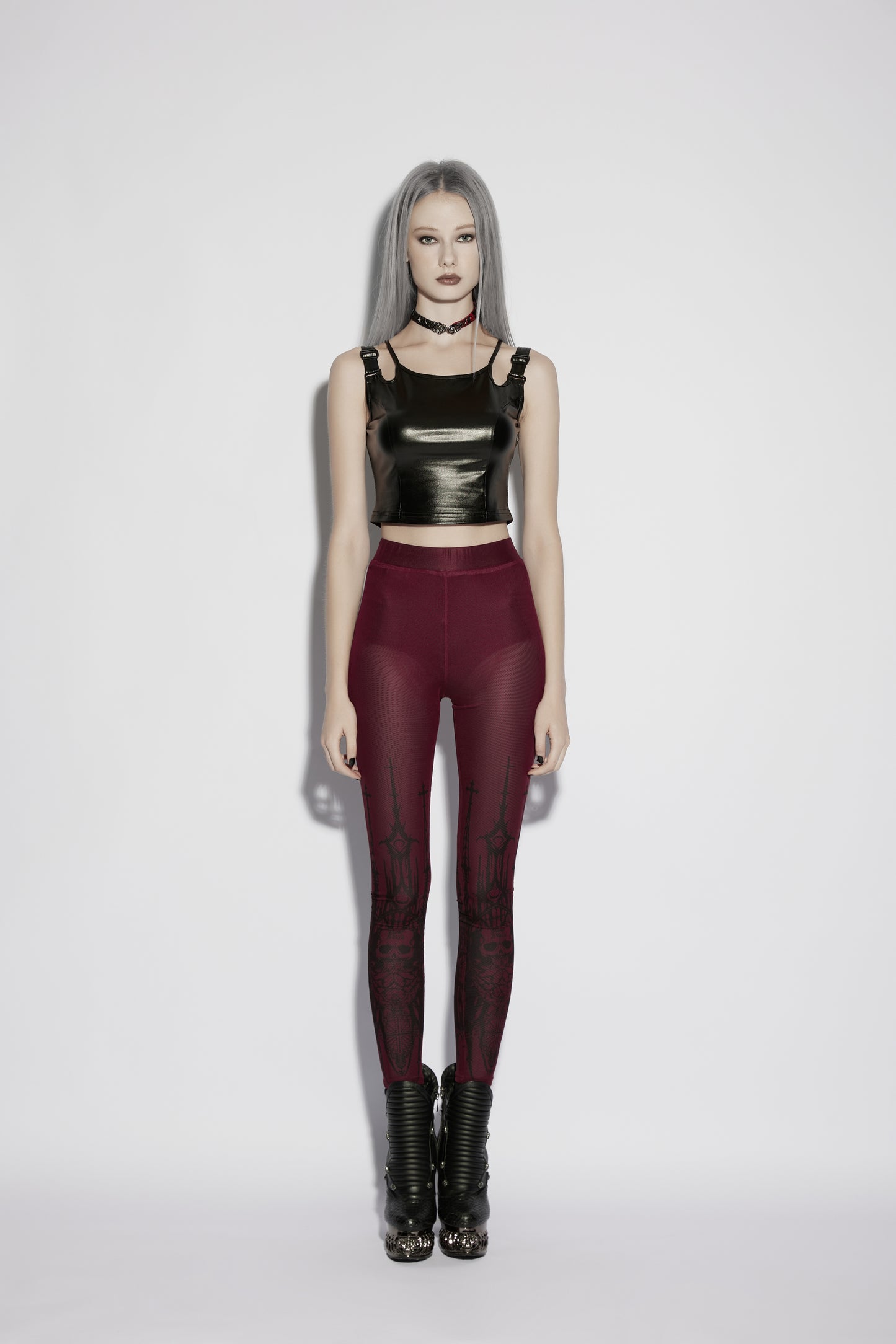 Punk Rave Morella Church Skull Leggings Front View