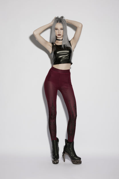 Punk Rave Morella Church Skull Leggings Full Length Model View