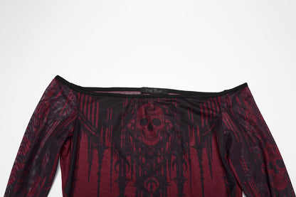 Punk Rave Morella Church Skull Blouse Cathedral Print Detail