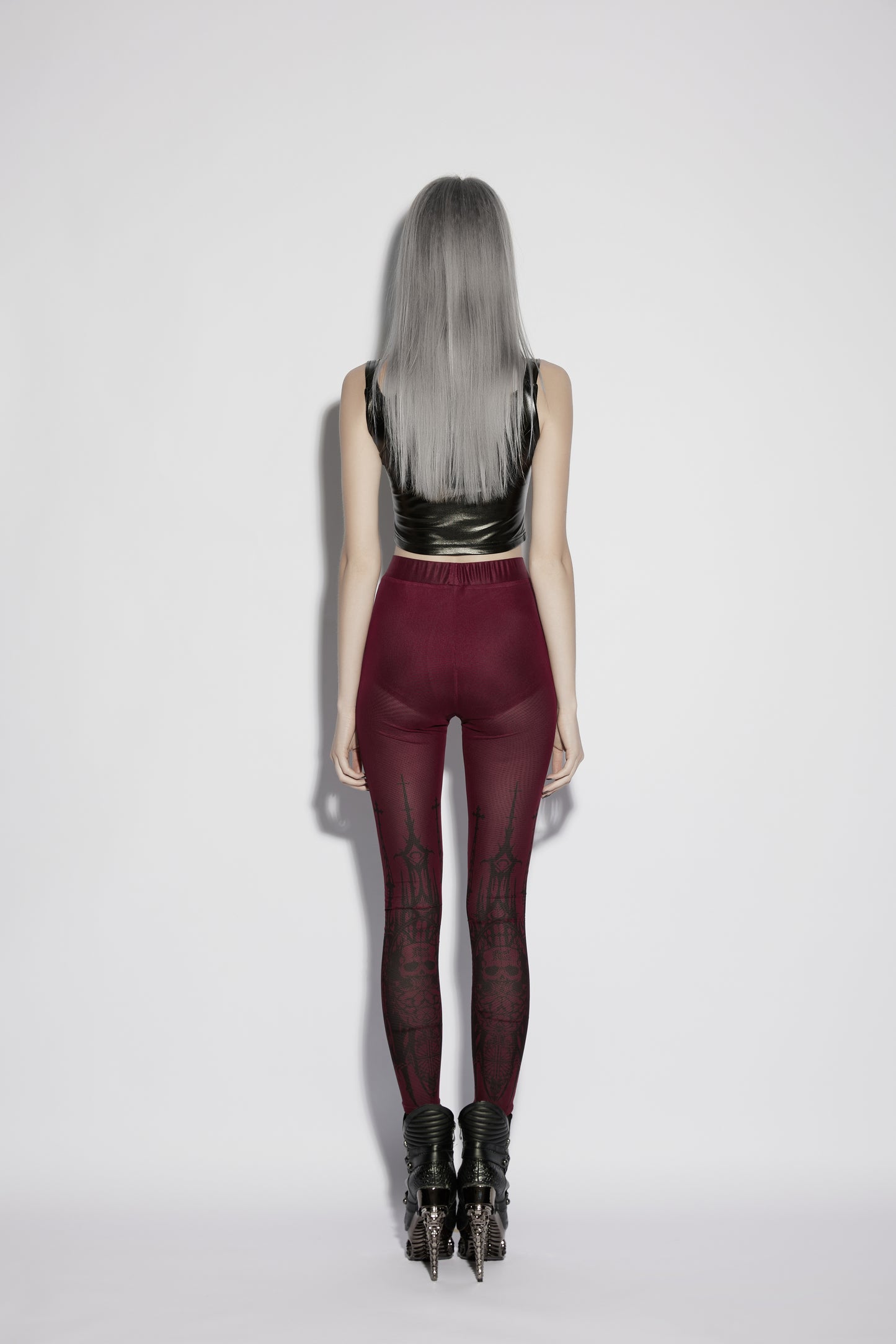 Punk Rave Morella Church Skull Leggings Back View