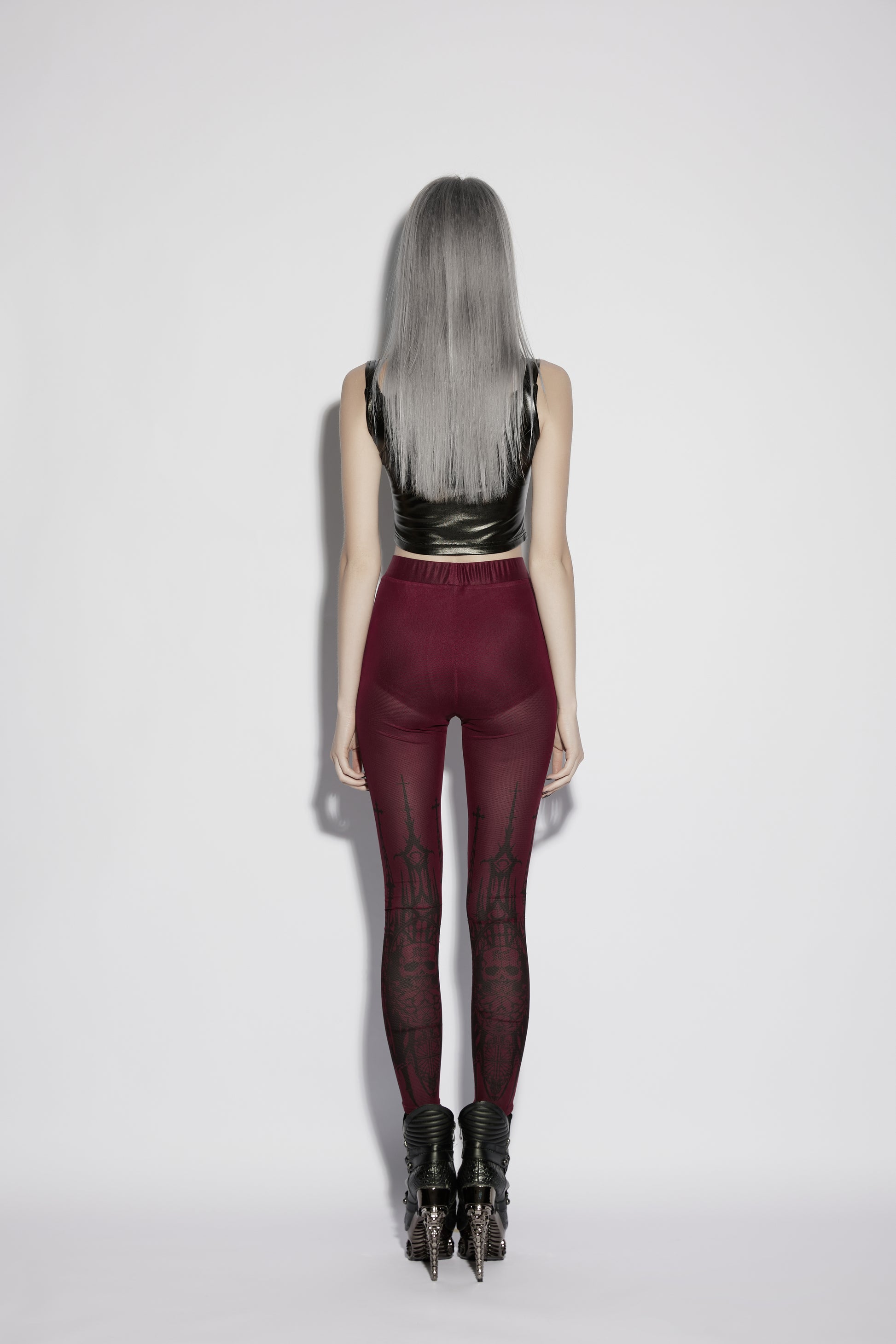 Punk Rave Morella Church Skull Leggings Back View