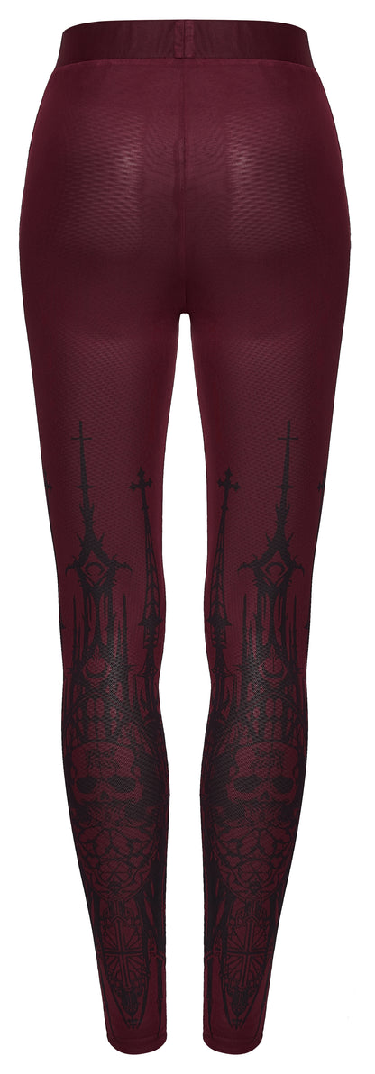 Punk Rave Blood Red Mesh Morella Leggings back view