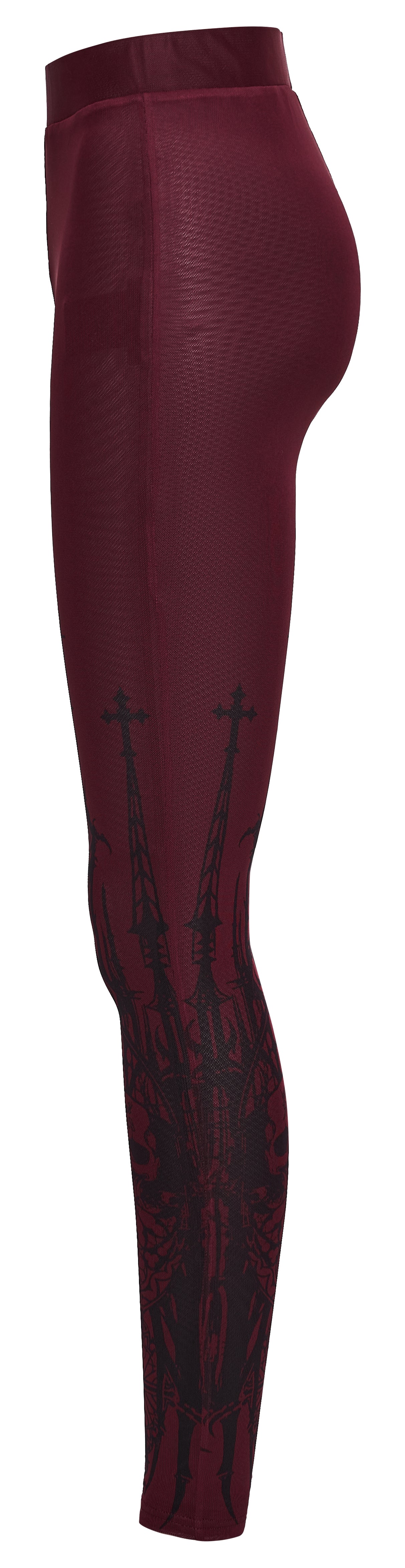 Punk Rave Blood Red Mesh Morella Leggings Side View