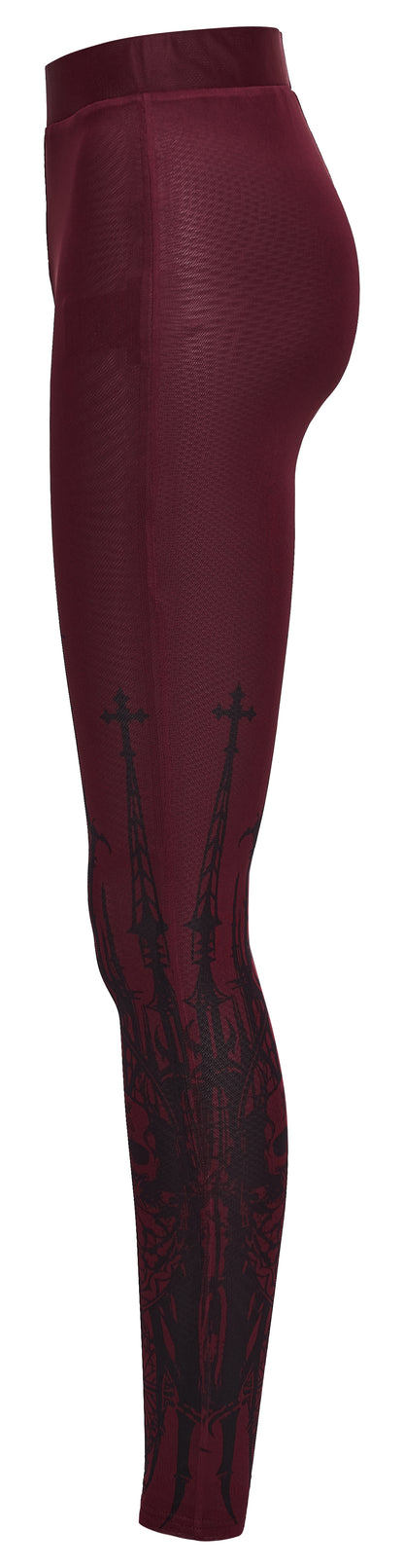 Punk Rave Blood Red Mesh Morella Leggings Side View