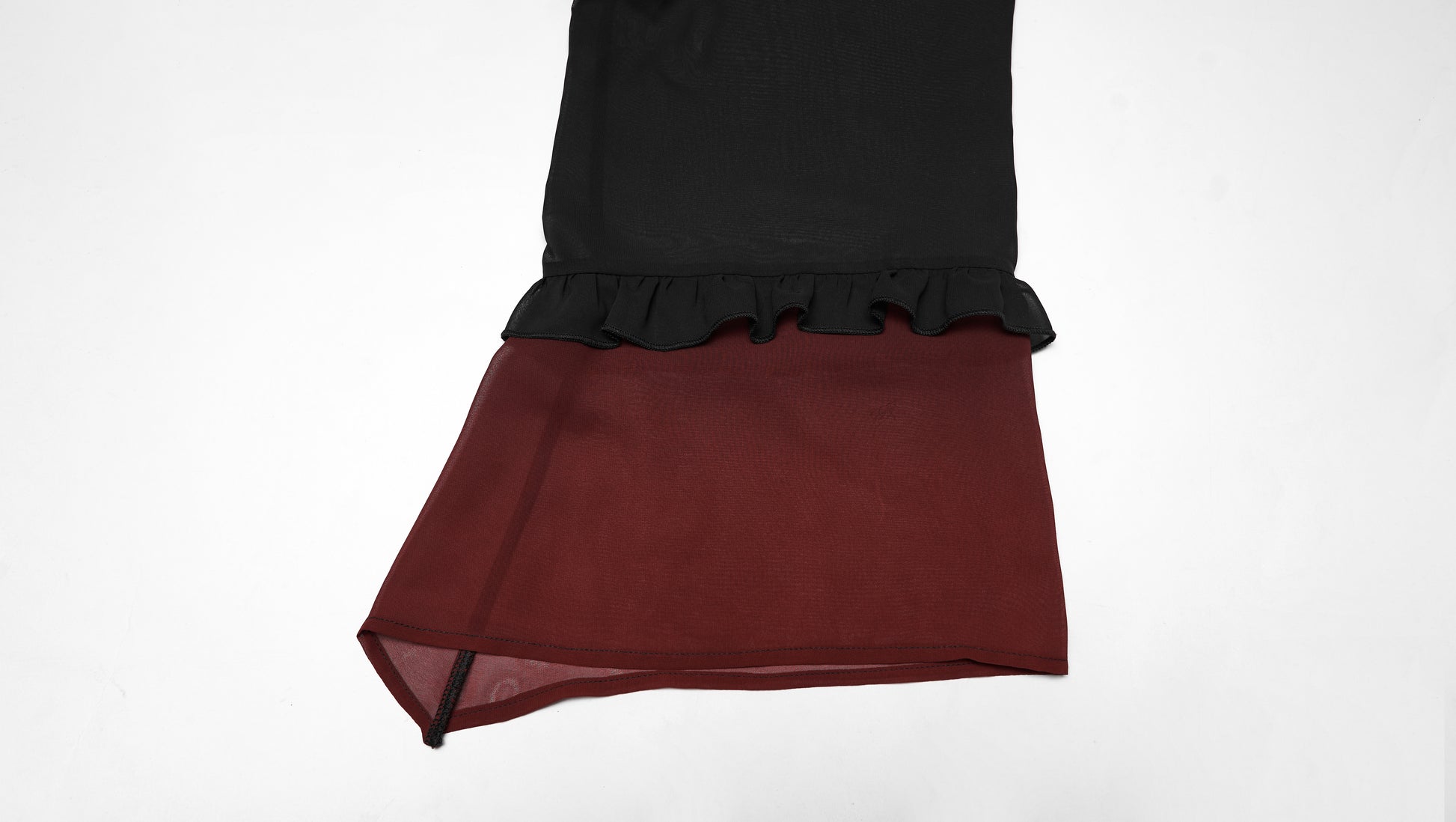 Punk Rave Morgana Gothic Sun Shirt - Black to Red Ombré Bat Wing Hem Cover Up cuff closeup
