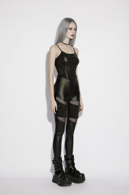 Punk Rave Nyx Goth Industrial Spliced Camisole styled with leggings