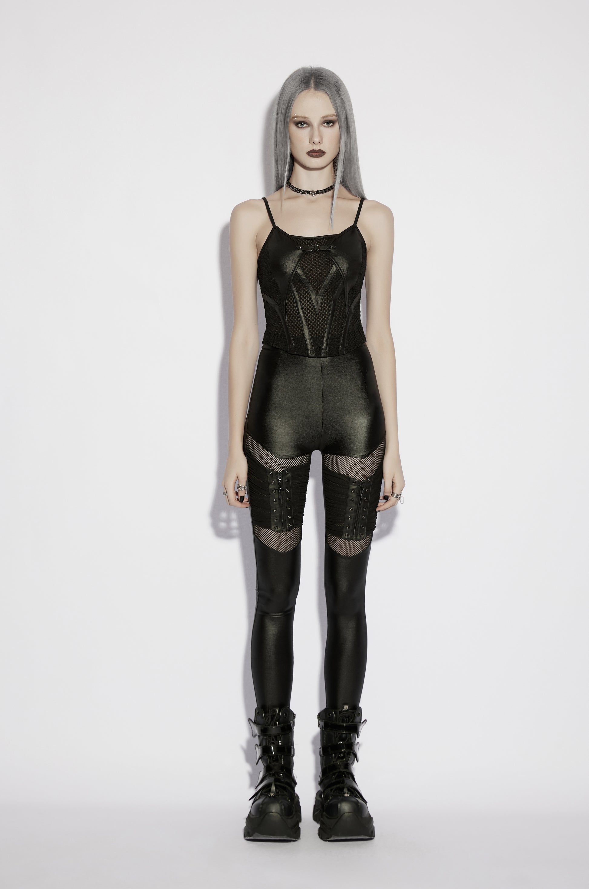 Punk Rave Nyx Goth Industrial Spliced Camisole Top