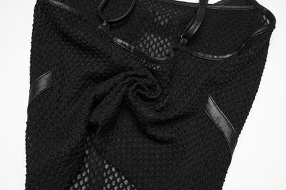 Punk Rave Nyx Goth Industrial Spliced Camisole fabric closeup