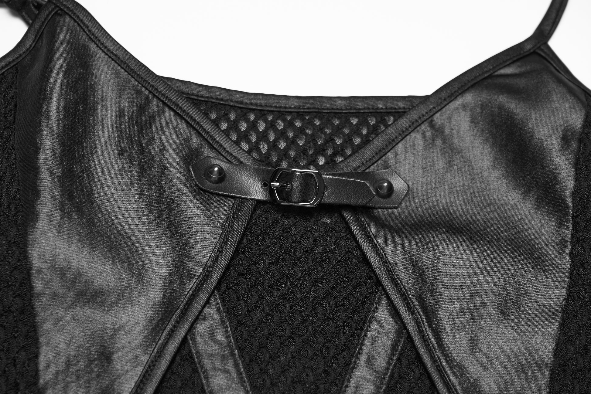 Punk Rave Nyx Goth Industrial Spliced Camisole detail closeup