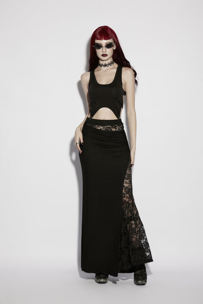Punk Rave Nyx Skull Suspender Goth Crop Top 