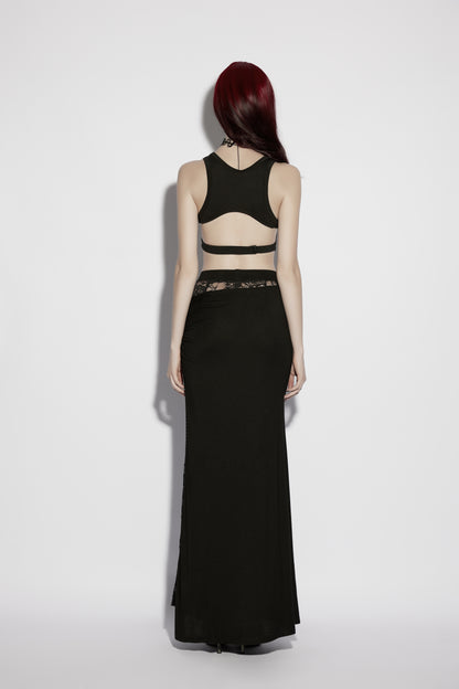 Punk Rave Nyx Skull Suspender Crop Top back view