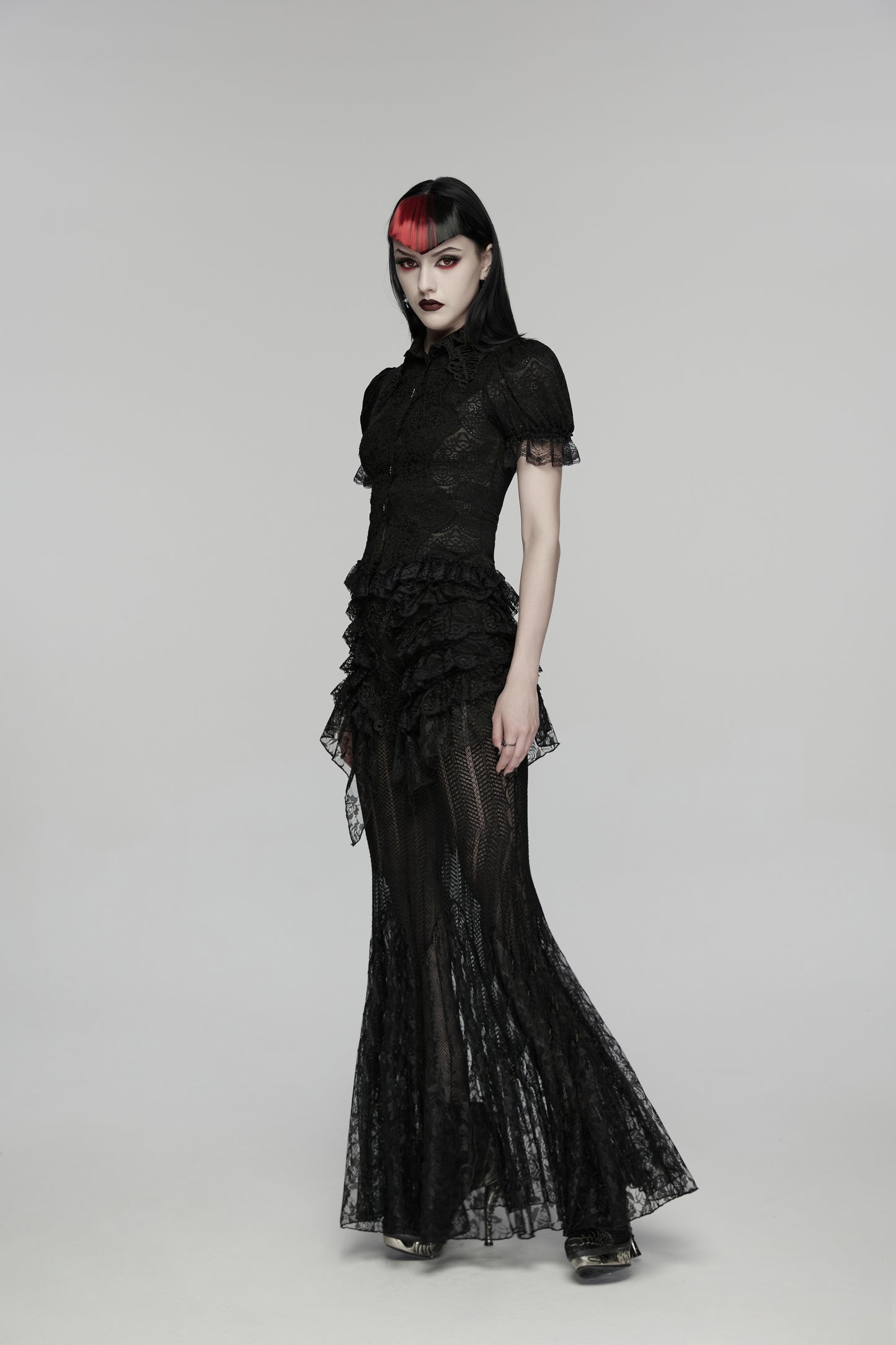 Punk Rave Rowena Gothic Layered Lace Mermaid Maxi
