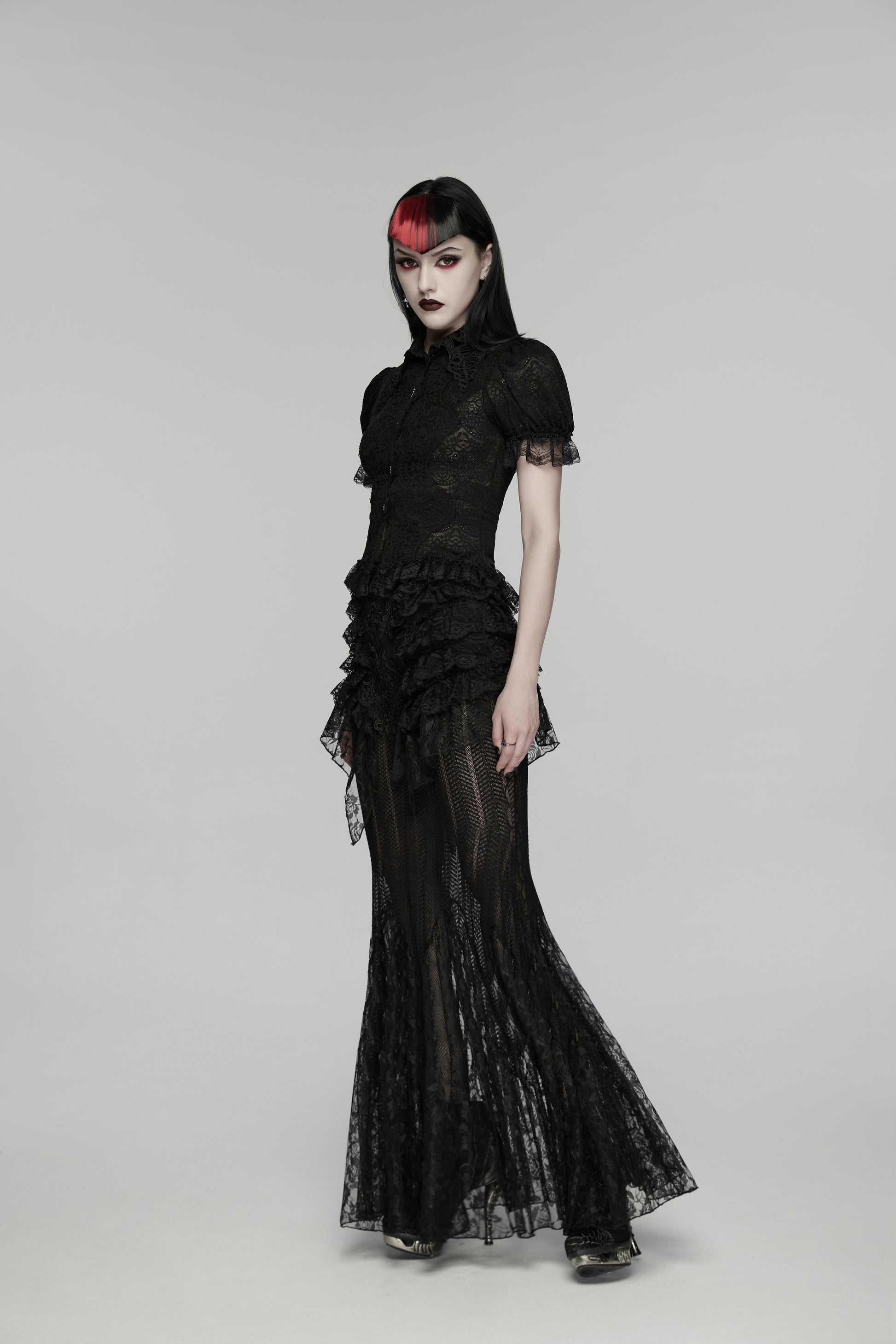 Punk Rave Rowena Gothic Layered Lace Mermaid Maxi