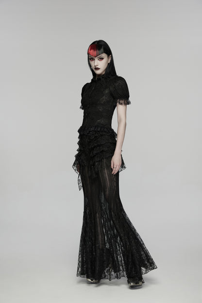 Punk Rave Rowena Gothic Layered Lace Mermaid Maxi
