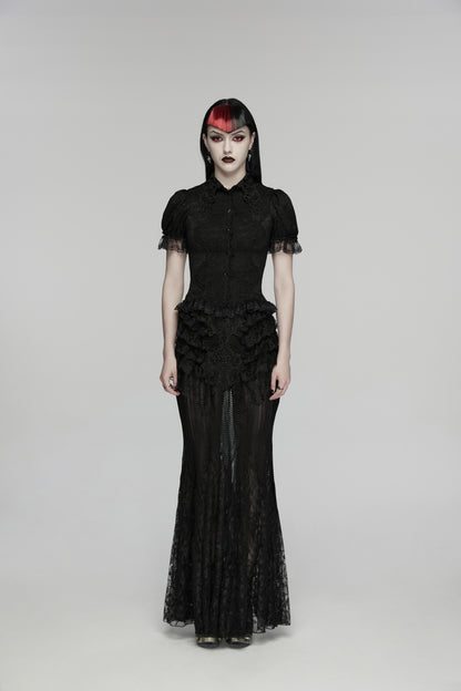 Punk Rave Rowena Gothic Fishtail Skirt on a model