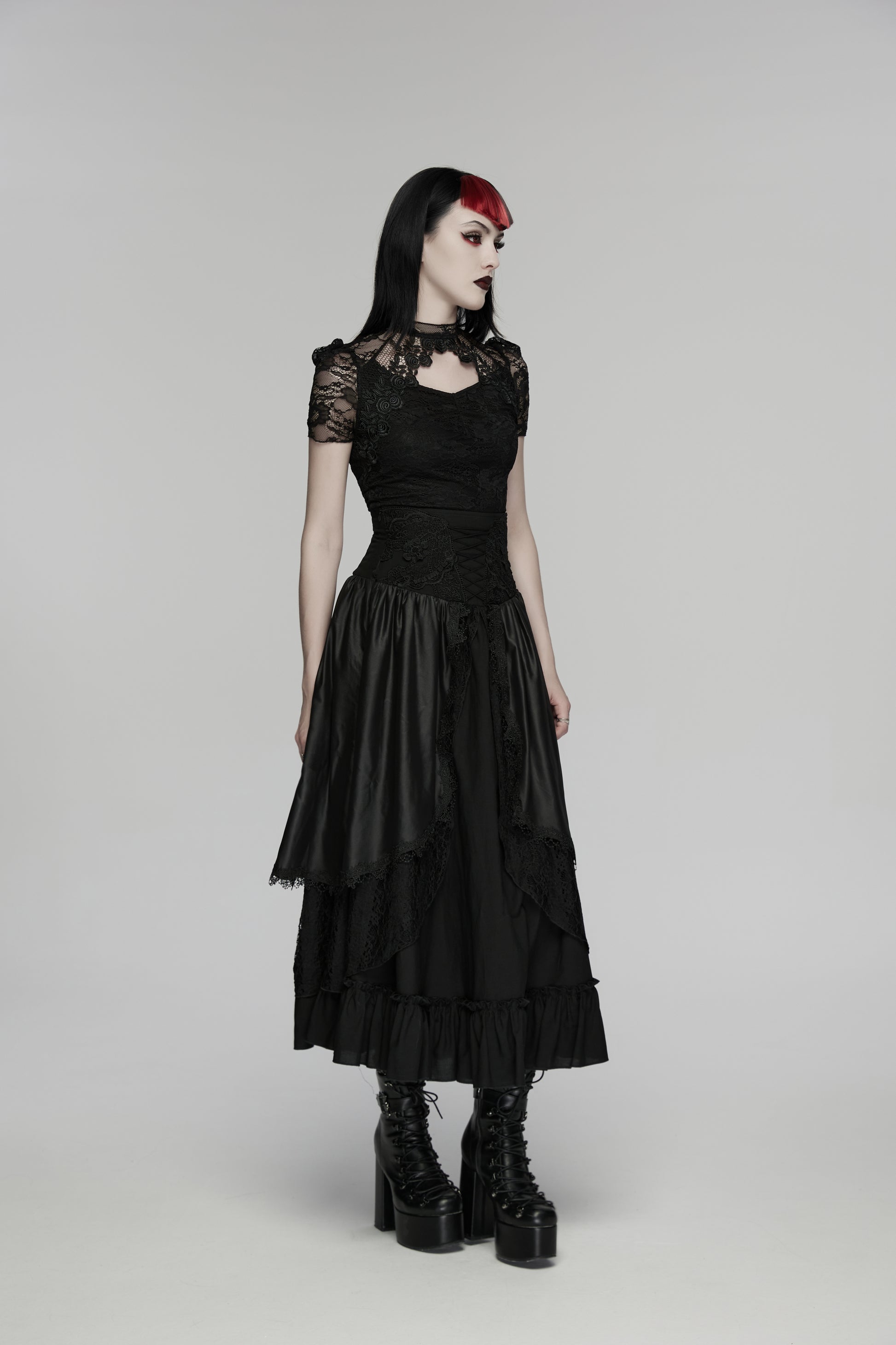 Punk Rave victorian inspired lace top with keyhole detail