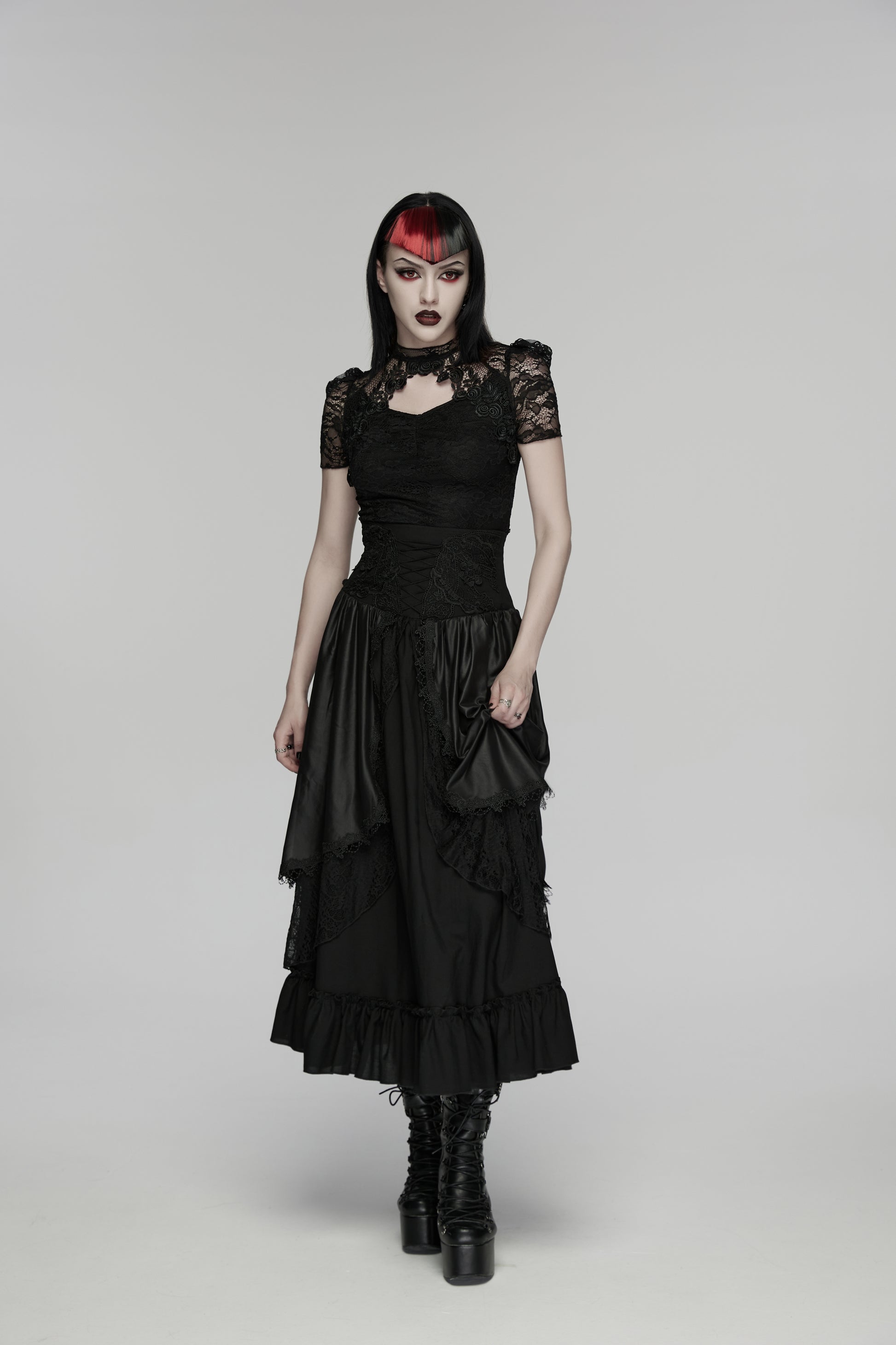 Punk Rave Goth lace blouse with back keyhole button