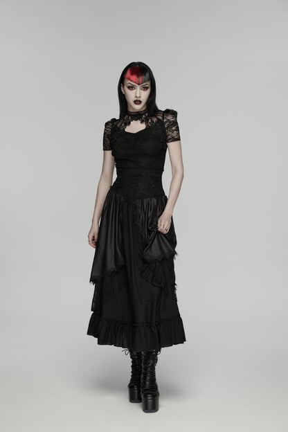 Punk Rave Goth lace blouse with back keyhole button