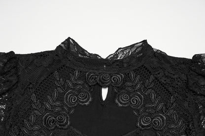 Black viscose and lace blend Goth shirt Punk Rave