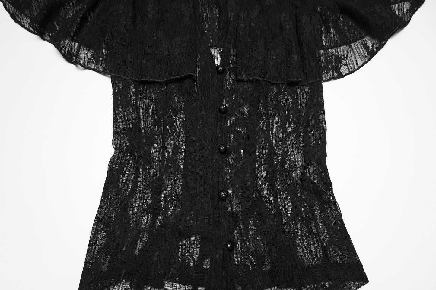 Punk Rave Seraphina Floral Gothic Lace Shirt buttons closeup