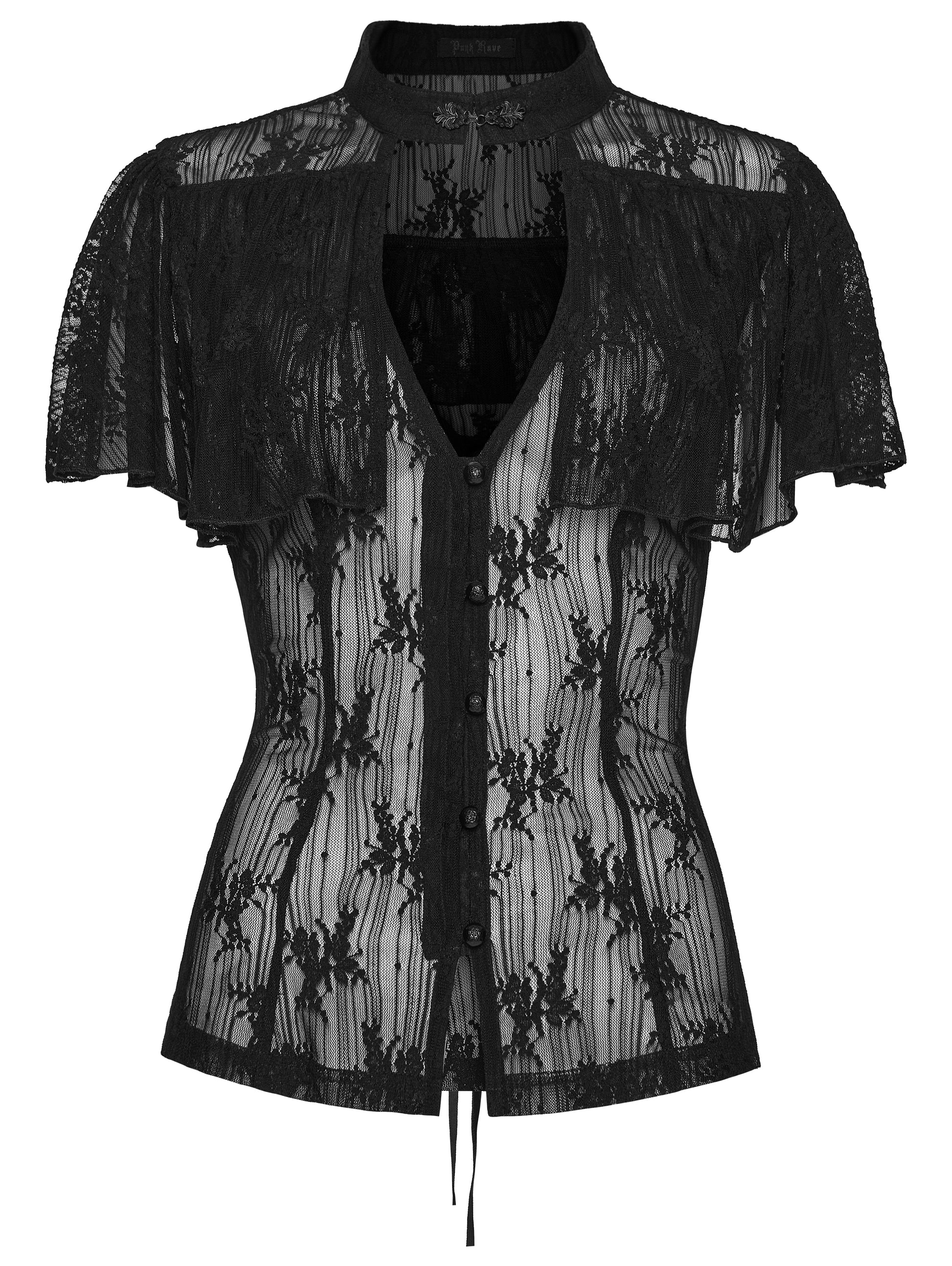Punk Rave Seraphina Floral Gothic Lace Shirt 