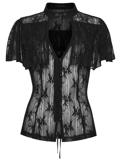 Punk Rave Seraphina Floral Gothic Lace Shirt 