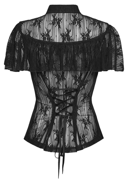 Punk Rave Seraphina Floral Gothic Lace Shirt back view