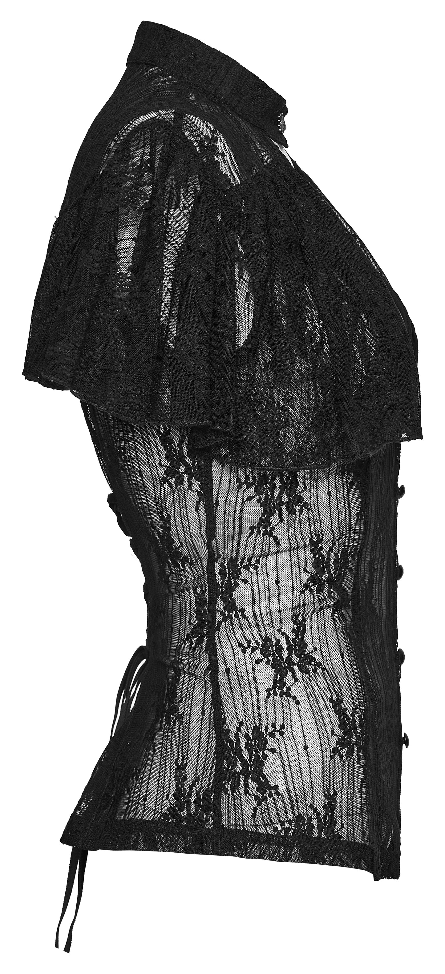 Punk Rave Seraphina Floral Gothic Lace Shirt side view