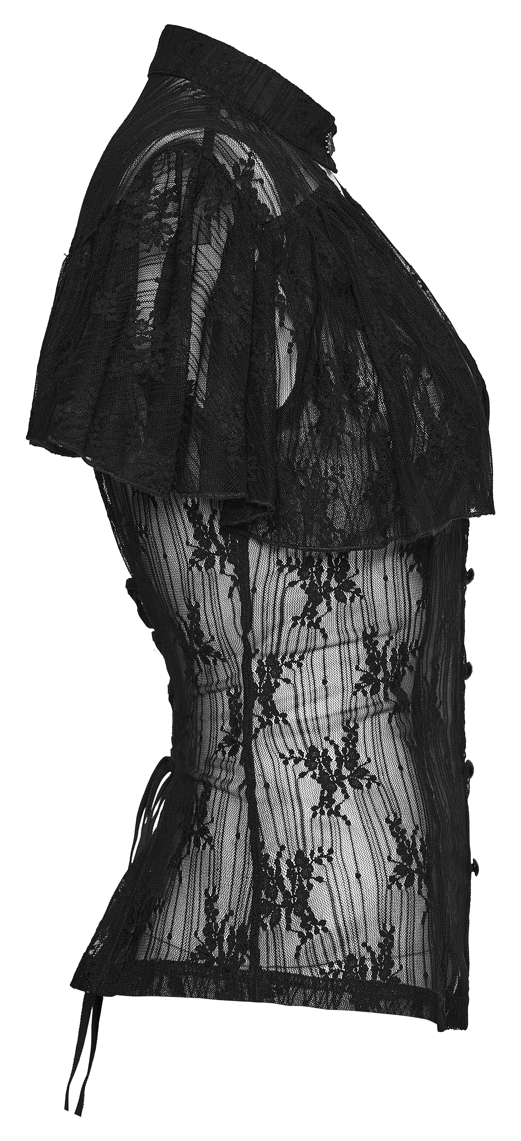 Punk Rave Seraphina Floral Gothic Lace Shirt side view