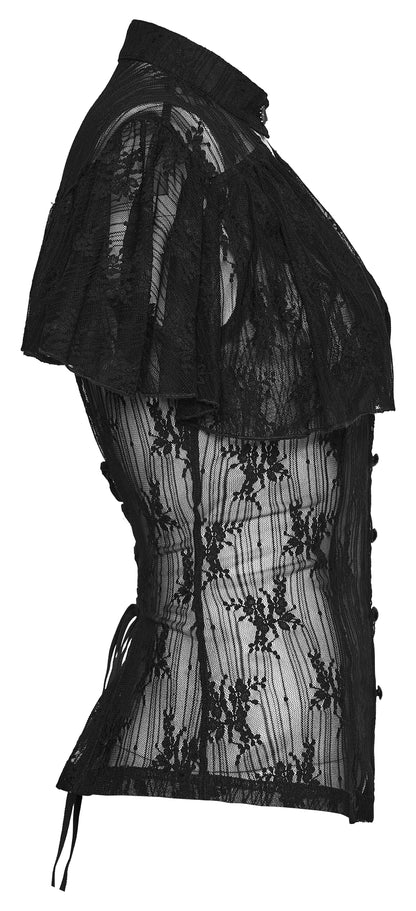 Punk Rave Seraphina Floral Gothic Lace Shirt side view