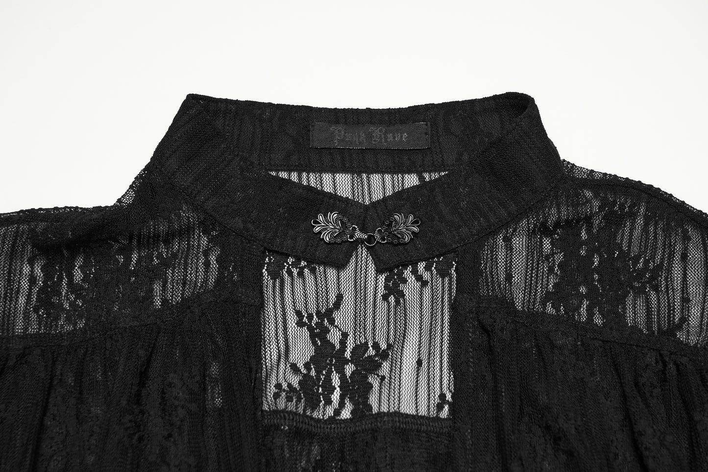 Punk Rave Seraphina Floral Gothic Lace Shirt collar detail