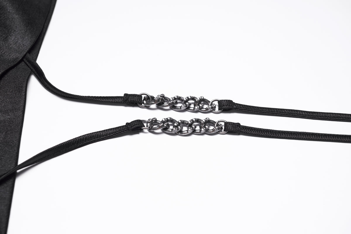 Punk Rave Vespera Chain Goth Shorts close up of the chains on the feature straps