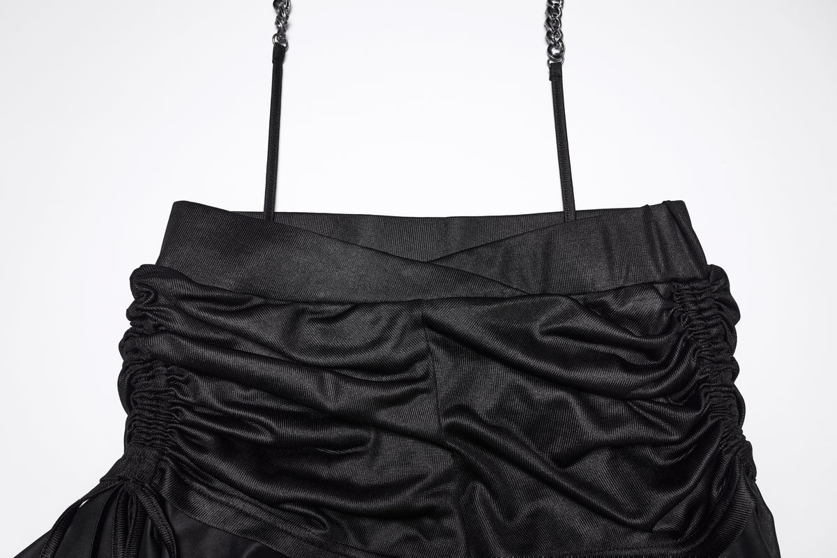 Punk Rave Vespera Chain Goth Shorts close up of the waistband