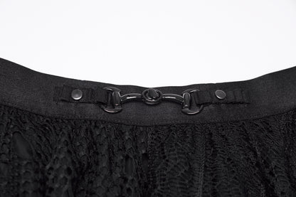 Punk Rave Vespera High Waist Bat Wing Mesh Skirt Waistband Closeup