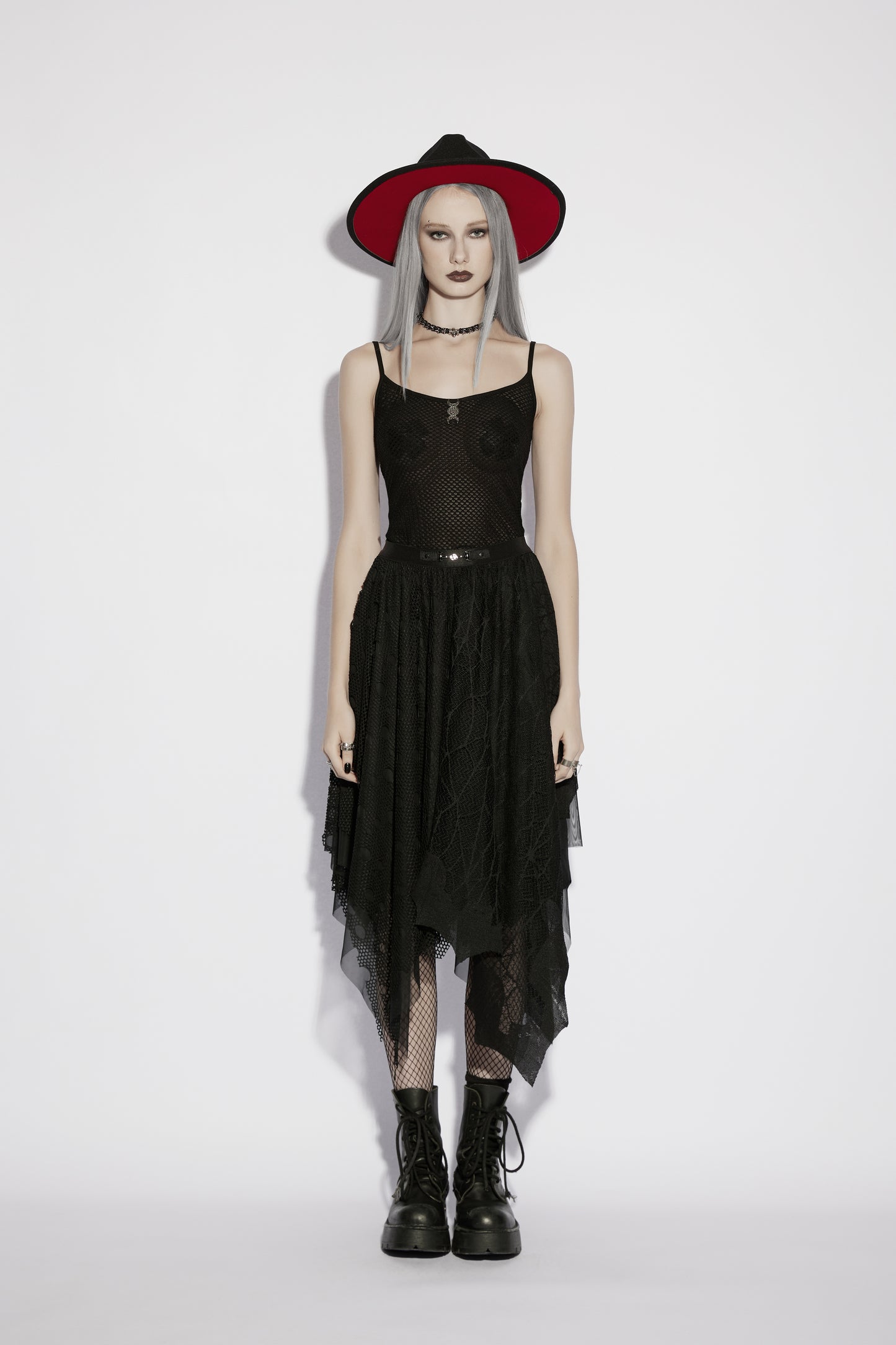 Punk Rave Vespera High Waist Bat Wing Mesh Skirt Styled