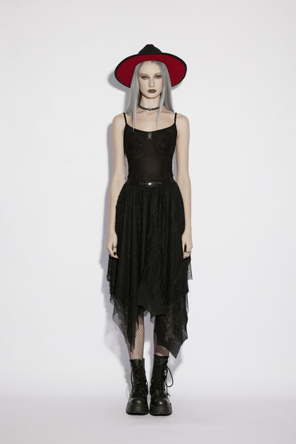 Punk Rave Vespera High Waist Bat Wing Mesh Skirt Styled