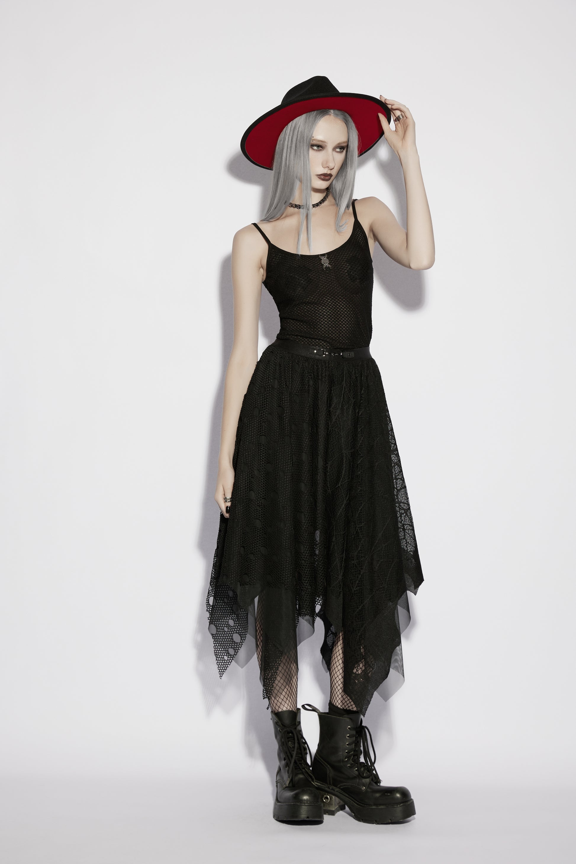 Punk Rave Vespera High Waist Bat Wing Mesh Skirt Alternative Fashion