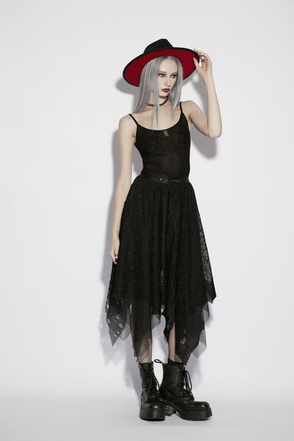 Punk Rave Vespera High Waist Bat Wing Mesh Skirt Alternative Fashion