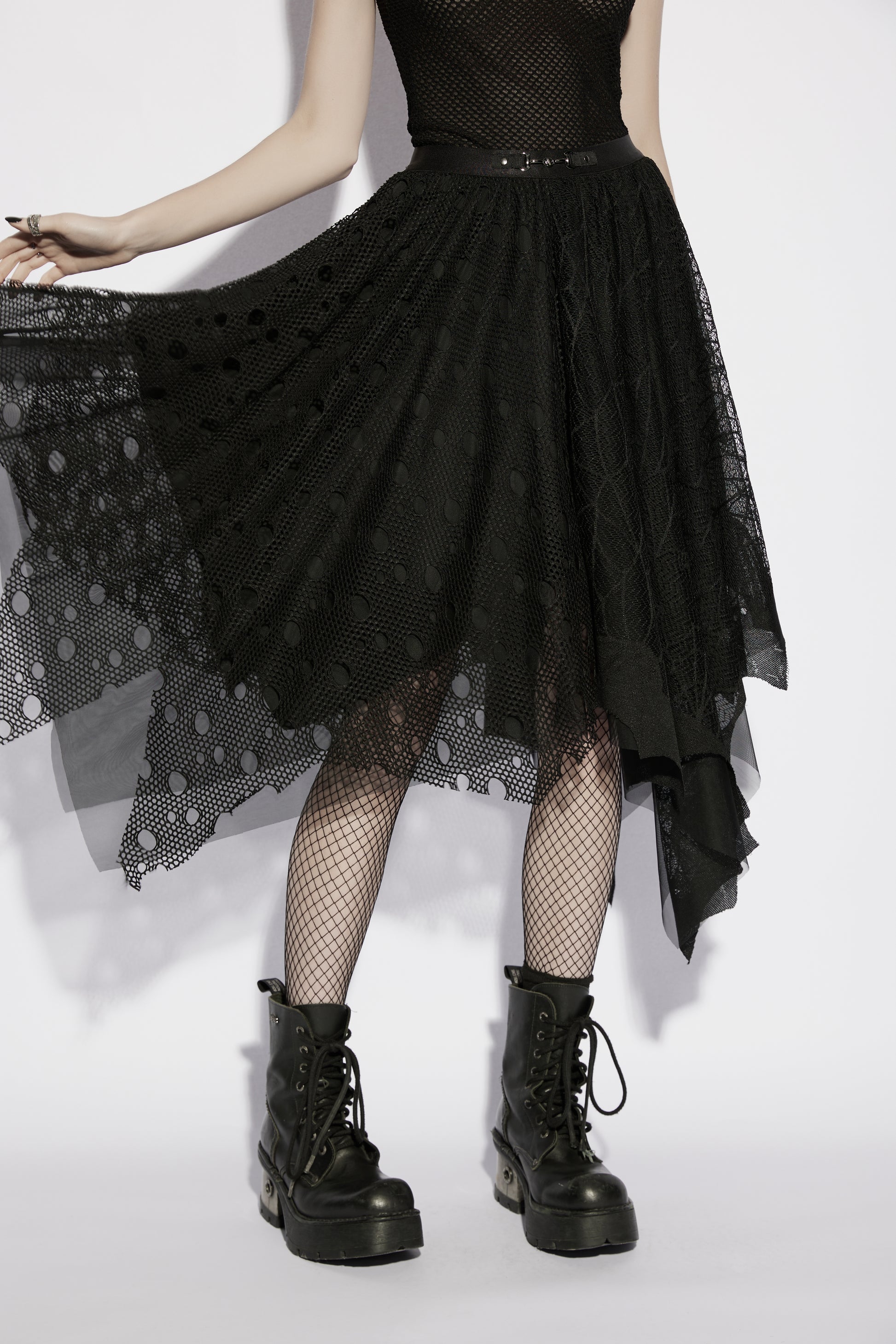 Punk Rave Vespera High Waist Bat Wing Mesh Skirt Gothic Style