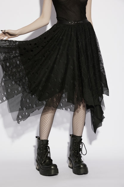 Punk Rave Vespera High Waist Bat Wing Mesh Skirt Gothic Style