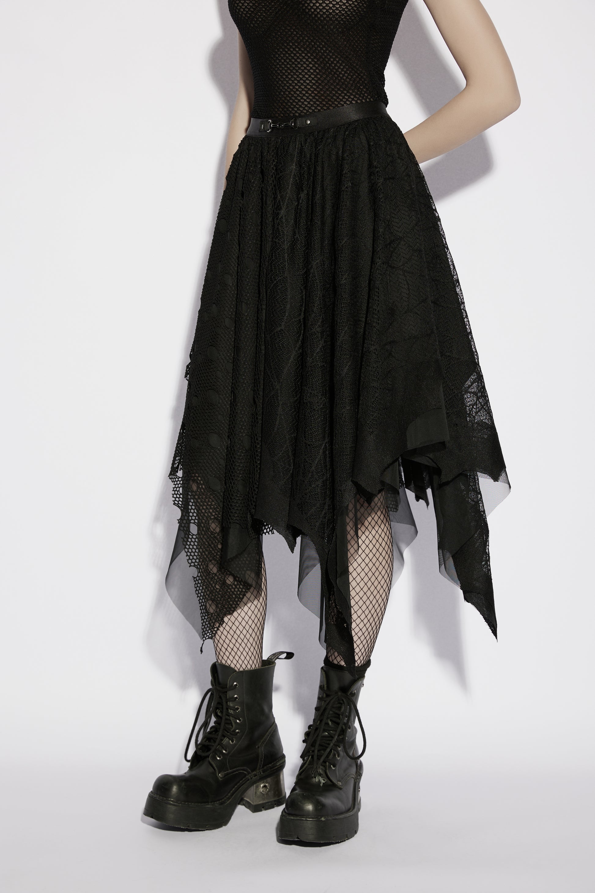 Punk Rave Vespera High Waist Bat Wing Mesh Skirt Goth Fashion