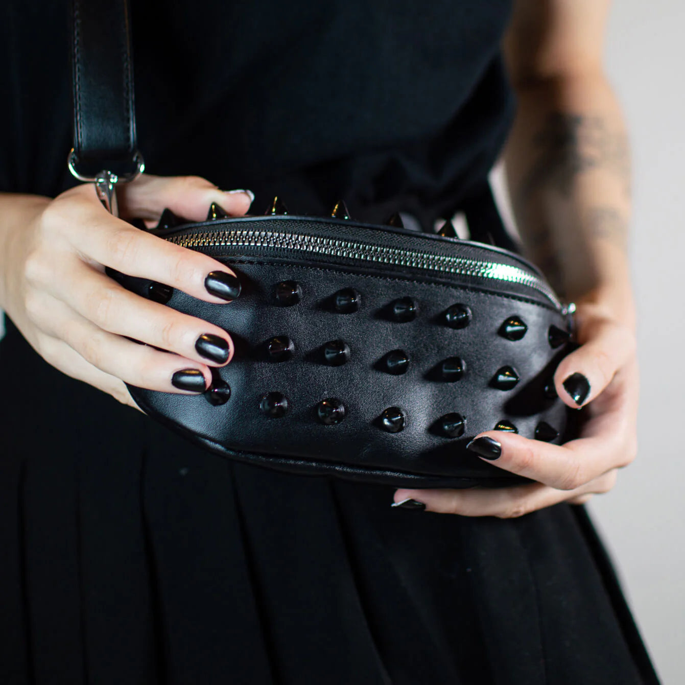 Poizen Industries Vita Bag with Black Spike Studs - Kate's Clothing