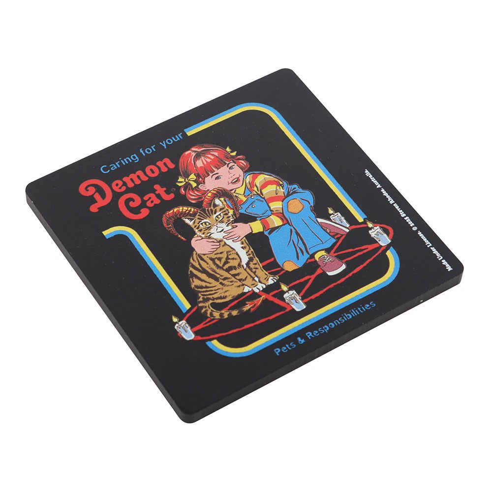 Gothic Gifts Demon Cat Coaster by Steven Rhodes