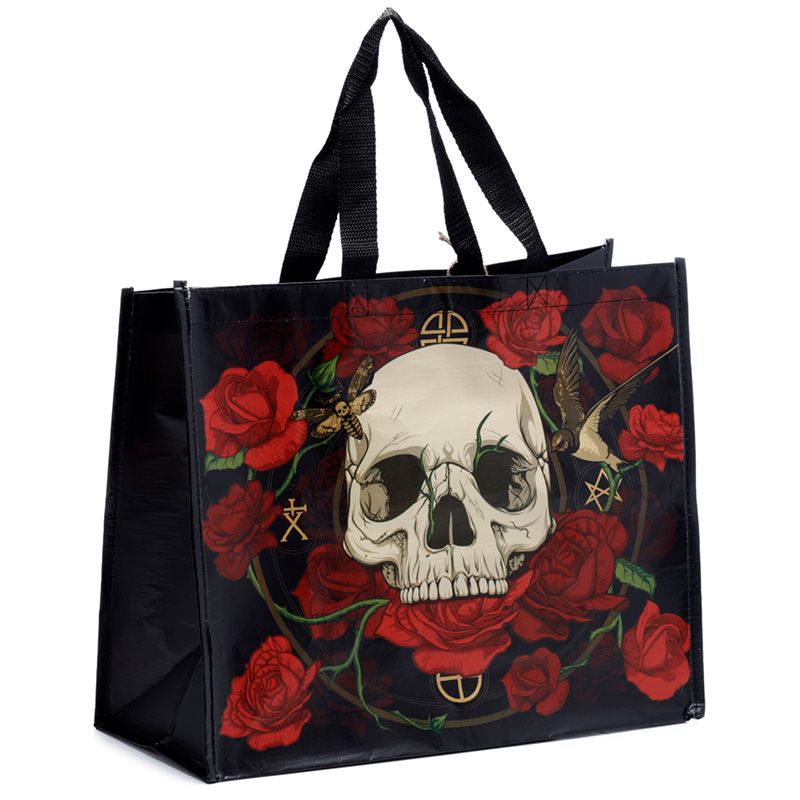 Gothic Gifts Skulls & Roses RPET Reusable Shopping Bag - Kate's Clothing
